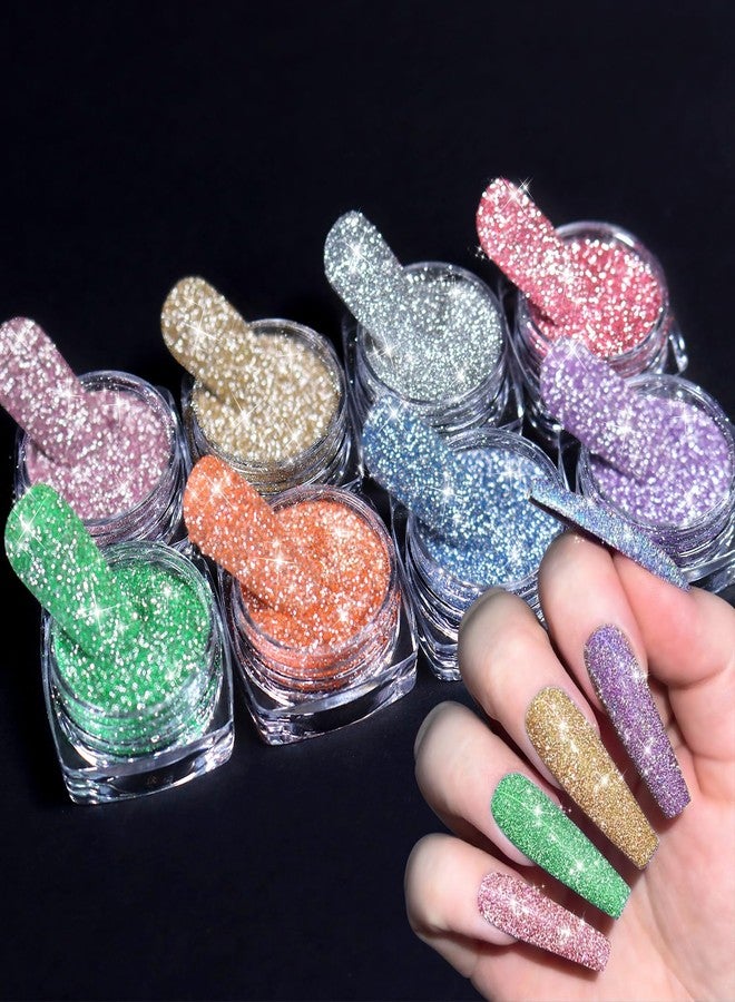 SIUSIO Reflective Glitter Powder Set, 8 Colors Diamond Nail Glitters Dust Shiny Sugar Nail Dipping Pigment Nail Supplies for Nail Art Gel Polish Crafts Disco Party Nightclub Wedding - Image 1